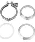 Stainless Steel Pipe Clamp Kit, 3 Inch 76mm Sanitary Clamp With Ferrule Union shown with individual components