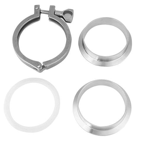 Stainless Steel Pipe Clamp Kit, 3 Inch 76mm Sanitary Clamp With Ferrule Union shown with individual components