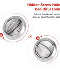 304 Stainless Steel Keyless Pocket Door Lock For Corridor Sliding Doors With Hidden Recessed Cup Install Brushed Silver Door Handles