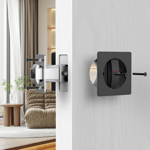 Indicator Pocket Door Lock Set For 1 3 Eighths To 2 3 Sixteenths Inch Doors With Flush Privacy Latch No Keys Required Stainless Steel 304 Construction