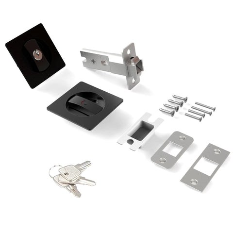 Indicator Pocket Door Lock Set For 1 3 Eighths To 2 3 Sixteenths Inch Doors With Flush Privacy Latch No Keys Required Stainless Steel 304 Construction