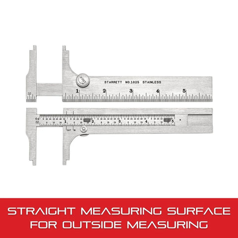 Starrett 1025-6 Slide Caliper Stainless Steel Nib Jaw 0 To 6 Inch Range Pocket Caliper for precise measurements.