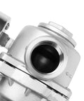 Close-up of Pressure Regulator Water Valve With Gauge For RV Garden And Air Systems Three Quarters Inch NPT Female Stainless Steel 304