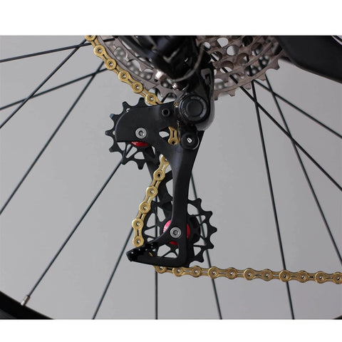 Pulley Bearing Road Mountain Bike Rear Derailleur Suitable for ( Color : 10 Black Solid ) installed on bike wheel