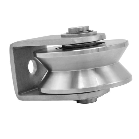 Side view of Grooved Wheel Pulley Block Pulley Wheel Stainless Duplex Bearing Silent Detachable Heavy Duty Traction Wheel