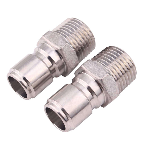 Two Pack Stainless Steel Quick Disconnect Male NPT One Half Inch Brewing Connector Sanitary Fitting For Homebrew, Heavy Duty 304