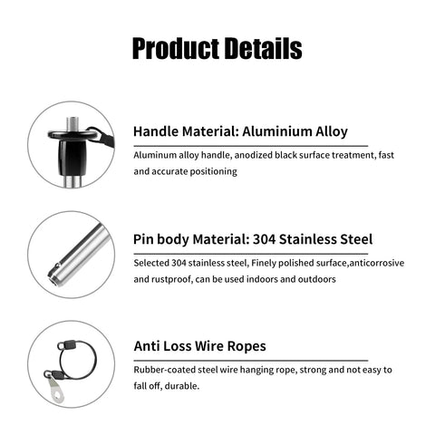 Product details of Heavy Duty Stainless Quick Release Pin VXCICC 0.39 Inch Diameter Ball Locking Pin with materials and features