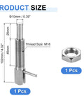 Retractable Indexing Plunger Pin With Nut For Machinery And Shipbuilding, M16 Thread, size details displayed, includes 1 piece