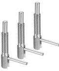 Three stainless steel retractable indexing plunger pins from Retractable Indexing Plunger Pins Set uxcell M6 Stainless Steel Spring Loaded Latch Telescoping Locking Pins for Machinery and Shipbuilding Three Piece Pack 41.5 x 15.5 mm Overall Size with 9.5 x 4 mm Pins and 17 mm M6 Threads Pitch 1 mm for machinery use