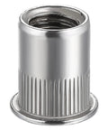 Rivet Nut 1/4 20 UNC Stainless Steel 304 100 Pcs Flat Head Rivnut Threaded Insert Knurled Body For Metal Sheets and Pipes