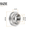 Self Clinching Rivet Nut Fastener 50 Pack in Stainless Steel Size 6 32 Thread 0.12 Inch Length 0.28 Inch Outer Diameter Heavy Duty Pro Grade For Construction And Metal Fabrication Projects, showcasing detailed measurements and design.