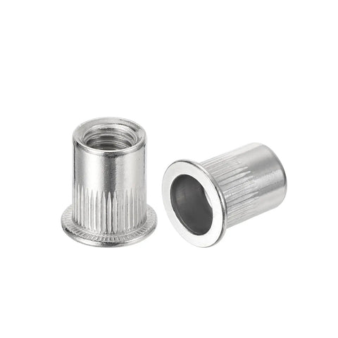 Rivet Nut Set Flat Head 3/8-16 Stainless Steel 304 Threaded Inserts Knurled Body, 50 Pcs Pro Grade for durable fastening.