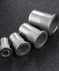 Rivet Nut 1/4 20 UNC Stainless Steel 304 100 Pcs Flat Head Rivnut Threaded Insert Knurled Body for Metal Sheets
