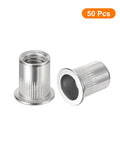 Rivet Nut Set Flat Head 3/8-16 Stainless Steel 304 Threaded Inserts Knurled Body, 50 Pcs Pro Grade For Automotive, DIY Projects