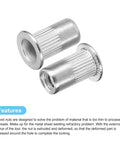 Rivet Nuts Thread Size 10 32 304 Stainless Steel Knurled Flat Head Threaded Inserts For Metal And Plastic 40 Pack, close-up view