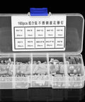 Lightweight Knurled Shank Stainless Steel Rivets Set 160 Pieces in Multiple Sizes with Plastic Storage Box for Labels Nameplates Fastening and DIY Projects