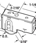 Diagram of a Sliding Door Roller Assembly With 1-1/2 Inch Stainless Steel Ball Bearing Roller, Center Grooved Wheel, Adjustable Housing