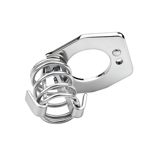 Durable stainless steel RV water heater cam lock providing rustproof security, shown from a side angle with coil and latch detail.