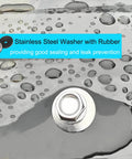 Close-up of 60pcs #10 x 1 Metal Roofing Screws with EPDM Rubber Washers on metal panel, highlighting leak prevention feature.