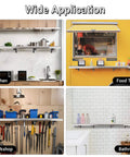 Drop Down Concession Shelf 48 By 12 Inches Stainless Steel Foldable Stand Shelf for various applications in kitchen, food truck, workshop, bathroom.