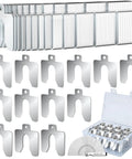 156 Piece Size A 2x2 Stainless Steel Slotted Shim Kit with Feeler Gauge and Storage Box, showing shims and thickness gauge