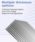Pro Grade 30 Piece Shim Stock Set In 304 Stainless Steel, 2 Inch By 6 Inch Shims, multiple thickness options, DIY and industrial use