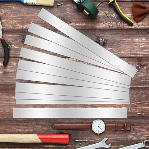 10 Pcs 12 Inch Stainless Steel Shim Stock Strips 0.02 Inch Thick 1 Inch Wide 304 Stainless Steel Gap Filler Thin Flat Metal Shims For Machinery DIY Projects Rust Resistant Built To Last on a wooden surface.