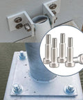 Five stainless steel hex socket shoulder bolts (M6×16), rust-resistant with a smooth finish, shown with mounting brackets.