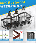 Adhesive Shower Caddy Set 5 Pack Rustproof Stainless Steel Bath Organizers With Large Capacity No Drilling Mounts For Tile