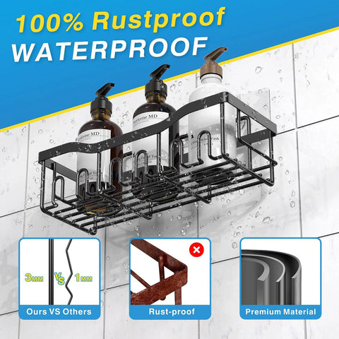 Adhesive Shower Caddy Set 5 Pack Rustproof Stainless Steel Bath Organizers With Large Capacity No Drilling Mounts For Tile