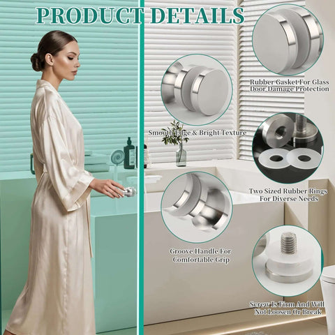 Product details of Heavy Duty Stainless Steel Shower Door Handle For Glass Doors One Sided Pull Knob SUS304 Brushed Nickel
