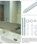 Heavy Duty Stainless Steel Sink Mounting Kit For Wall Mounted Pedestal Sinks With Expansion Plugs And Rubber Washers