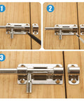 Installation steps for Pack Of 8 4 Inch 304 Stainless Steel Slide Bolt Latches Sliding Lock For Doors Gates Windows Cabinets And Sheds