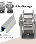 2 Pack 2.7 Inch H Groove Wheel Sliding Gate Caster With Bracket For Inverted Track