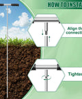 Installation guide for Heavy Duty Metal Soil Probe Rod 32 to 48 Inches with Interlocking Sections and Insulated T Handle