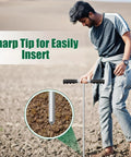 Person using Heavy Duty Metal Soil Probe Rod 32 To 48 Inches With Adjustable Interlocking Sections And Insulated T Handle in field