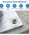 Stainless Steel Square Washer Plate Set For M8 Bolts 20x20mm 2mm Thick With 8mm Inner Diameter Ten Pack installed on a platform.