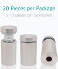 Stainless Steel Standoff Screws For Acrylic Signs And Glass Displays 20 Pack By Lantee, close-up view of three mounts