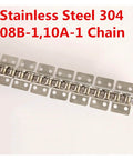 Stainless Steel Short Pitch Plate Conveyor Drive Roller Chain 08B-1 10A-1 With A1 A2 Attachments 1.5 Meter Length
