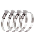 4 Pack Three Inch Hose Clamps Set Adjustable From Two And A Half Inch To Three And A Half Inch Diameter 304 Stainless Steel With Easy Turn Thumb Screw Worm Gear Clamp For Securing Hoses In Automotive Dryer And Mechanical Systems