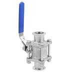 High Vacuum Ball Valve 3-Piece Sanitary Design In 304/316L Stainless Steel Manual Shutoff For Helium Leak Detection and Vacuum Systems