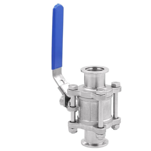 High Vacuum Ball Valve 3-Piece Sanitary Design In 304/316L Stainless Steel Manual Shutoff For Helium Leak Detection and Vacuum Systems