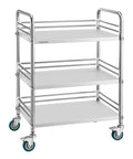 Sturdy Stainless Steel 3-Tier Rolling Cart With Lockable Wheels For Hospital Lab Clinic Kitchen Restaurant Salon Easy To Clean Medical Serving Trolley By VEVOR