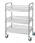 Sturdy Stainless Steel 3-Tier Rolling Cart With Lockable Wheels For Hospital Lab Clinic Kitchen Restaurant Salon Easy To Clean Medical Serving Trolley By VEVOR