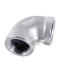Close-up of JoyTube Stainless Steel 304 Cast Pipe Fitting One Half Inch To One Half Inch Female To Female NPT Threaded 90 Degree Elbow