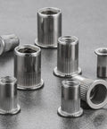 Rivet Nut 1/4 20 UNC Stainless Steel 304 100 Pcs Flat Head Rivnut Threaded Insert Knurled Body