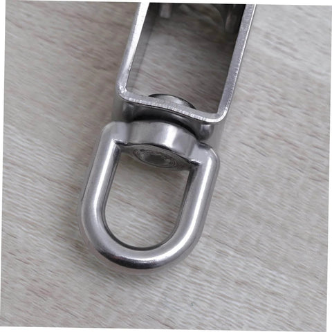 Close-up of 32mm Stainless Steel Single-Sheaved Pulley Roller Swivel Function Heavy Duty Wire Rope Pulley for Lifting Systems.
