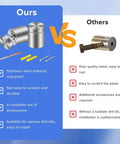 Comparison of 24 Pcs 1 Inch By 1 Inch Standoff Screws For Acrylic And Glass Sign Mounting In 304 Stainless Steel With Brushed Nickel Coating vs other materials highlighting durability and rust resistance.