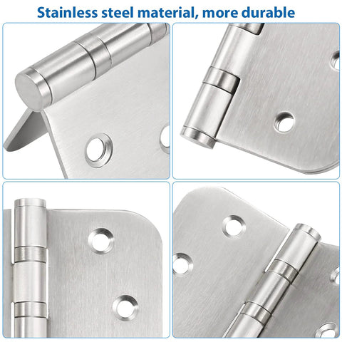 Close-up of 4 Inch Ball Bearing Door Hinges Stainless Steel Heavy Duty For Interior Doors, silver finish, set of 3.
