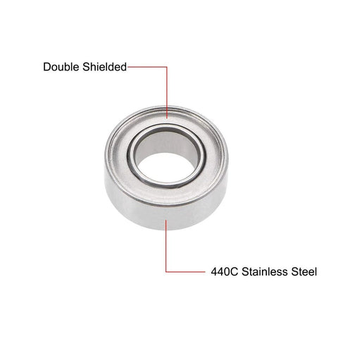 Stainless Steel Ball Bearing Set With 1/4 Inch Inner Diameter, 1/2 Inch Outer Diameter, And 3/16 Inch Width Double Shielded R188ZZ Precision Bearings
